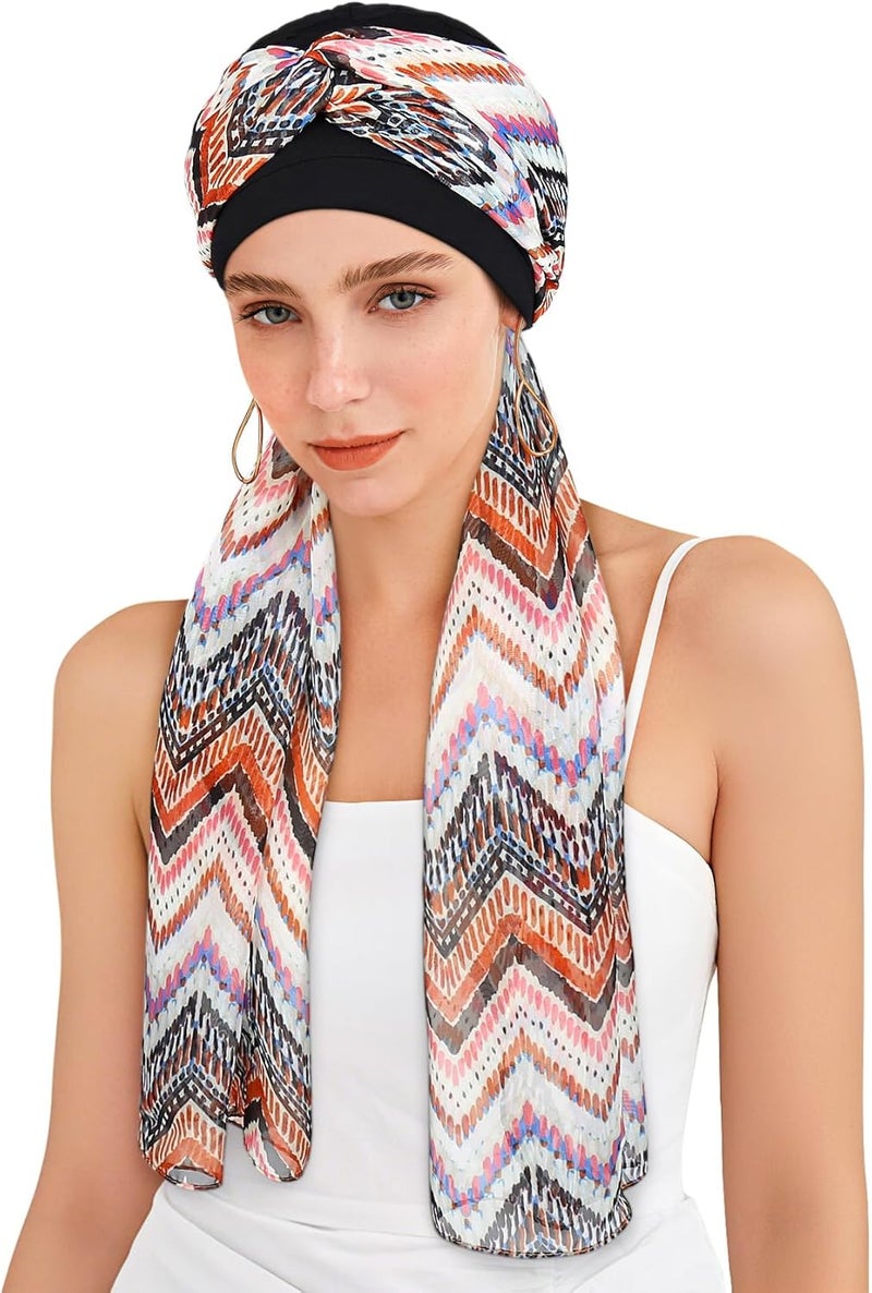 Awefeel Chemo Hats for Women – Extra Long 47" Chiffon Scarf – Soft Cancer Headwear for Hair Loss – Stylish Chemo Caps - Image 1